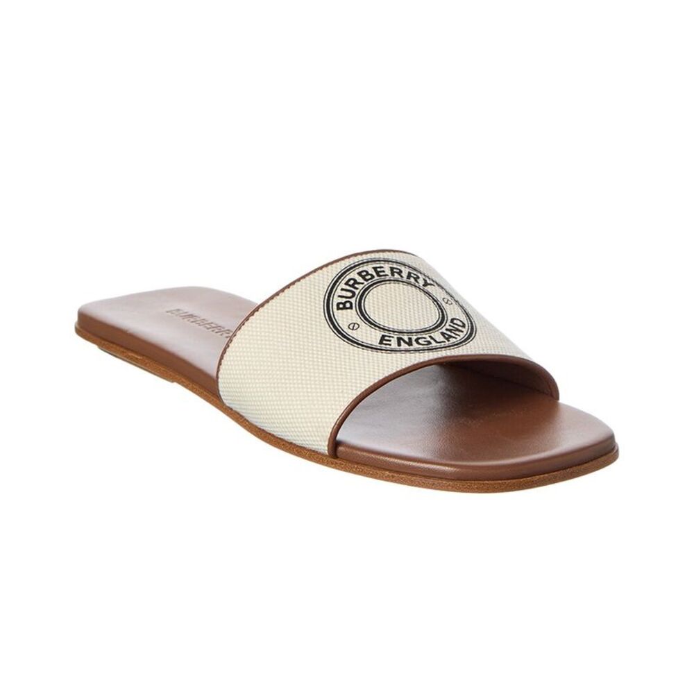 Burberry Canvas & Leather Sandal, Brown